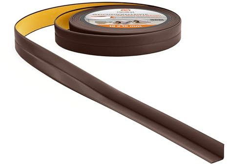 Quest Weichsockelleiste Selbstklebend, Knickleiste, Abschlussleiste für Küche, Badezimmer - Dichtungsband - PVC, Flexibel, Dicht, Dekorativ - 10 mm x 10 mm - 5 Meter, Dunkelbraun