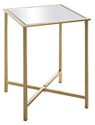 HAKU Möbel Beistelltisch Gold, Metall, Spiegel 5 mm - Maße: B 39 cm x H 53 cm x T 39 cm, Style: Art Deco