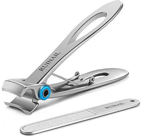 Nagelknipser, Zehennagelknipser für dicke Zehennägel für Senioren, Männer und Frauen, Nagelknipser mit extrem breiter Backenöffnung, robuster, großer Nagelknipser, scharf und robust (Silber)