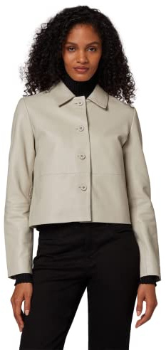 RICANO Cecila – Klassische Damen Lederjacke mit Hemdkragen und Knopfleiste im Boxy-Look (Regular Fit) – Hochwertiges Lamm Nappa Leder