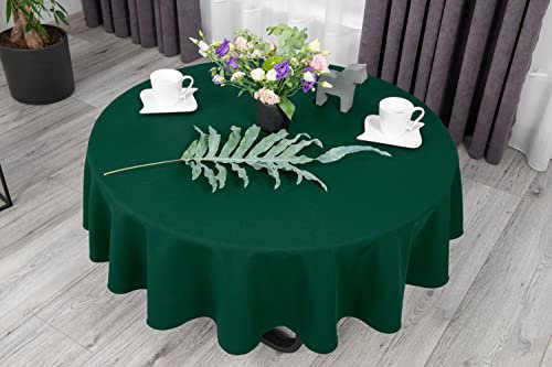 NIBLO Tischdecke Tischläufer Tischtuch Tischwäsche Tischdekoration Tafeltuch (Flaschengrün, Rund Tischdecke - Ø 140 cm)