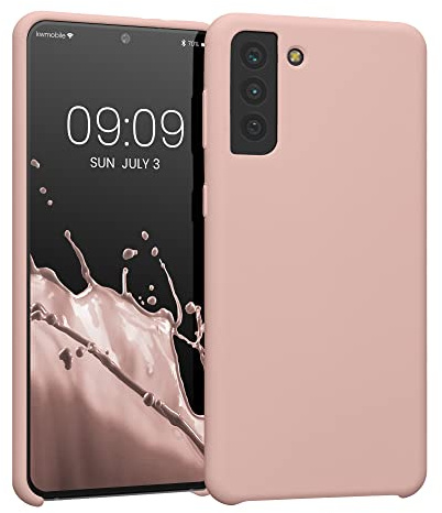 kwmobile Case for Samsung Galaxy S21 Plus Case - Soft Cover - Shockproof Silicone - Wireless Charging Antique Pink Matte