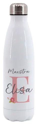 Generico Borraccia per la maestra | Regalo personalizzato con monogram nome e classe | Bottiglia termica in Acciaio Inox