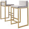 Guyifuny Barhocker 2er-Set, moderner Samthocker mit Rückenlehne und Goldener Fußstütze, hoher Hocker für Küche, Kneipe, Küche, Café, 29,5 Zoll H, Weiß