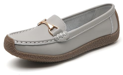 Dames Mocassins Chaussure Casual Bateau Confort Loafers Plates Chaussures de Conduite Chaussures Décontractées Femmes Chaussures Gris 35EU