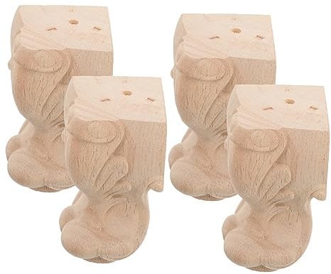 Housoutil 4stücke Holzmöbelfüße Geschnitzte Muster Möbelbein Für Couch Sofa Tische Möbel Ersatz Holzbeine Einfach Montierbar