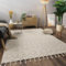 Paco Home Teppich Wohnzimmer Schlafzimmer Kurzflor Skandinavisches Boho Muster Geometrische Optik Einfarbig Fransen Moderne Deko, Grösse:240x340 cm, Farbe:Creme 2