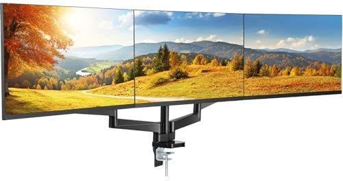 VEVOR Monitor-Halterung Tragarm für 3 Monitore 330-686 mm, Höhenverstellbarer Tischhalterung, 75 x 75 mm und 100 x 100 mm VESA-Muster Monitor Halterung 360-Grad-Drehung Neigbar Schwenkbar, Schwarz