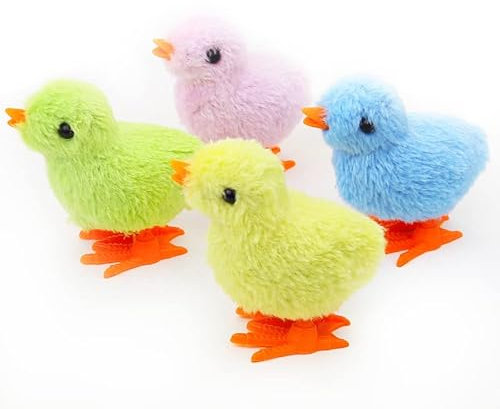 FaJoek 4 Stück Ostern Aufzieh Huhn Spielzeug, Aufziehspielzeug Küken, Huhn Spielzeug Geschenk Geht für Kleine Junge Und Mädchen, Osterdeko Küken, küken Spielzeug Oster, Ostern Osternest Deko