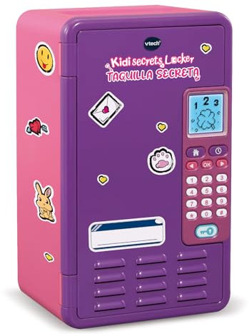 VTech - KidiSecrets Locker Taquilla Secreta, Caja Fuerte con código Secreto, Joyero niños, Personalizable, Pantalla LCD, Música, Alarma, Juguetes Electrónicos, Color Morado, Versión ESP