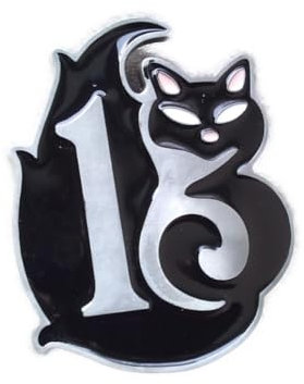 hotrodspirit - Gürtelschnalle Katze schwarz 13 Rockab Damen Pinup Punk, mehrfarbig, Einheitsgröße
