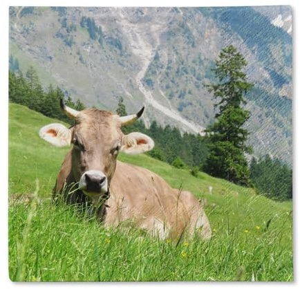 Traumduft 20 Stück Servietten 3-Lagig Kuh Alma 33x33 cm Dekor Papierservietten