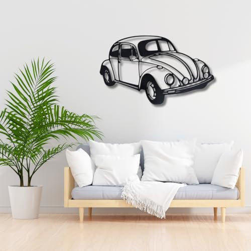 Kultige Oldtimer-Silhouette: Wandbild aus Metall - für echt Käfer Fans