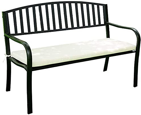 RWRAPS Terrassenbank Parkbank Outdoor-Sitzgruppe, Sitzcouch, Parkterrassenbank, Außenbank, wetterfeste Gartenbank aus Gusseisen mit Kissen, 2-3-Sitzer-Bank mit Rückenlehne (B 1)