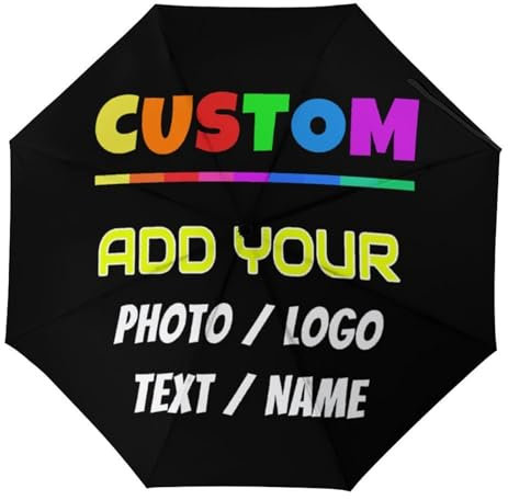 SJZUISL Personalisierter Foto-Regenschirm - Individueller Regenschirm mit beliebigem Text, Logo, Bild - Personalisierte tragbare Winddichte Regenschirme für Regen, Sonne, Firmenwerbung