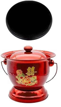 MagiDeal Pot de chambre multifonction pour la maison, Pot de voyage, crachoir robuste avec couvercle pour chambre à coucher, adultes, personnes âgées et, Rouge
