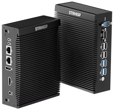 STRHIGP Silent Fanless Mini PC i3-1215U, Win 11 Pro Desktop Computer, 16GB DDR5 512GB NVME SSD Home Business Office Multimedia PC Auto Power On, 8USB, 4K Dual Display, Gigabit Ethernet, VESA Mount