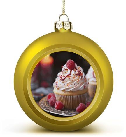 1 x Weihnachtskugeln für den Weihnachtsbaum, 4,1 cm, zum Aufhängen, bruchsicher, Weihnachtskugeln, Cupcake, Dessert, hängende Dekoration, Anhänger für Urlaub, Party, Outdoor, Innenbereich,
