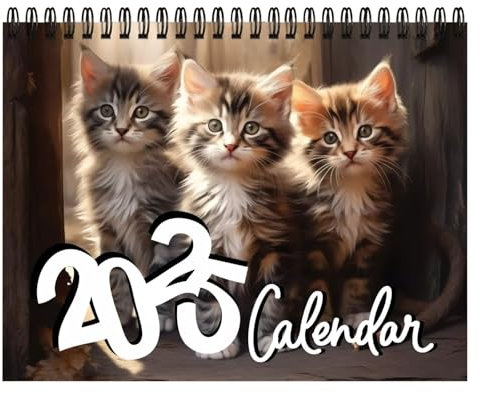 Wzxhew Familienkalender 2025, Wandkalender, Katze, ganze Seite, Monate, dickes und stabiles Papier für Geschenk, Kinder, Teenager, Kalender zum Organisieren und Planen (Grau, Einheitsgröße)