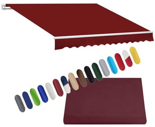 Toldo retráctil de poliéster de color burdeos, tela de repuesto, protección solar, cubierta de sombra para patio y mercado al aire libre (2 x 1,5 m)