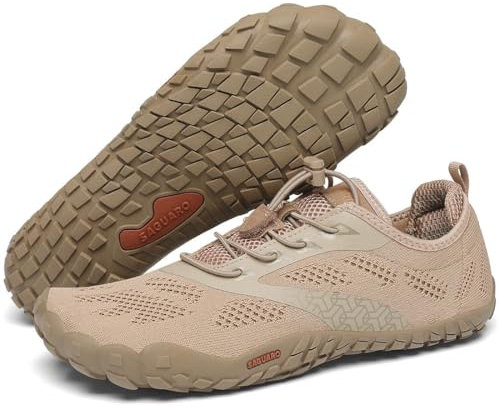 SAGUARO Chaussures Minimalistes Barefoot Homme Femme Chaussures Aquatique Respirant Antidérapant pour Trail Fitness Marche - Orteils Larges et Zéro Drop Semelles, Brun Sépia, 43 EU