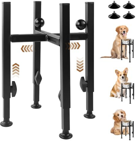 MAIJIAJU Raised Dog Bowl Stand with 10-15° Tilted, 3 Adjustable Heights 7.5-18.5cm Wide Single Elevated Dog Bowls Stable & Non-Slip Metal Dog Feeder Station for Small Medium Large Dogs (Stand Only)
