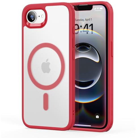 ESR für iPhone 16e Hülle, kompatibel mit MagSafe, zertifizierter Militärschutz, Starke Magnetkraft, stoßfest und Kratzfest, magnetische Handyhülle, iPhone 16e Case, Classic Hybrid Hülle, Klares Rot