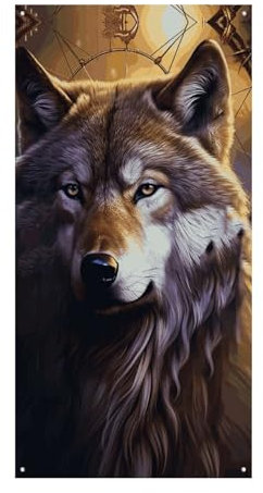FZMVSQH Wölfe und Traumfänger, bedruckte Banner und Schilder, personalisiertes Banner, Haustür-Banner, Hintergrund, individueller Wandteppich, personalisierte Wanddekoration, Hintergrundposter, 178 x