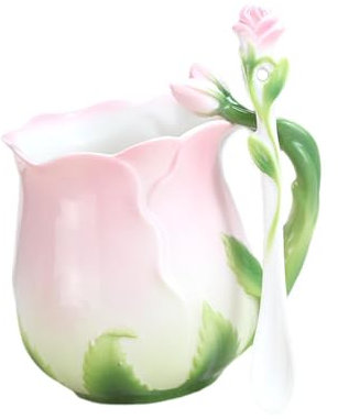 LOVIVER Tasse de café à fleurs rose tasse de boisson à boire Pottery Tasse du matin tasse de boisson à boire Afternel tasse de thé pour le jus de thé Café, Rose