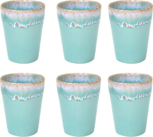 Costa Nova Tasse Latte Macchiato 38cl - Grespresso - Steingut - Aqua - 9,5cmxH11cm - 6 Stück