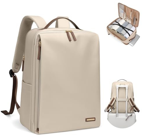 Elegante Zaino per Laptop da Donna Approvato Dalla Compagnia Aerea Perfetto per il Lavoro, l'università e i Viaggi Zaino Multifunzionale Casual Adatto a Notebook da 17,3 Pollici (Albicocca)