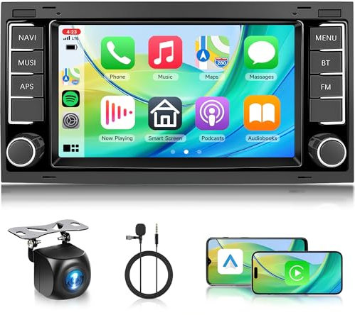 4G+64G 9'' Android Radio Coche para VW Touareg 2004-2011 VW Transporter T5 Multivan 2004-2009 con Carplay Android Auto Inalámbrico Nav GPS Mirror Link Bluetooth WiFi/FM/RDS/EQ/SWC Cámara Trasera