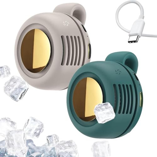 Mini ventilador, 2025 nuevo ventilador portátil con clip pequeño, recargable por USB, silencioso, sin asas, ventilador de bolsillo para cuello de cintura, ideal para exteriores, viajes, oficina (verde
