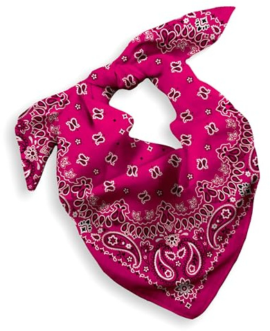 Every-ville Geschenkverpackung Bandana für Damen & Herren - 100% Baumwolle (Cotton Bandana), Paisley-Muster, 55x55 cm, 1er Pack, Dunkelrosa - Großes Halstuch Bandanna Cowboy-Tuch