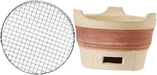 Lehmofengrill Holzkohlegrill Innengrill Gasgrill Tisch Gasgrill Innenheizofen Lehmofen Holzkohlesieb Iense Brenner Holzkohlebrenner Grillofen Tragbarer Ofen, Brown