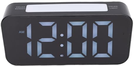 Plyisty 100-dB-Vibrationswecker, RGB-LED-Bildschirm, Doppelalarme, Schlummerfunktion, 9-Farben-Licht, Nachttischlampe, 7,4 Zoll Große Zahlen, für Tiefschläfer