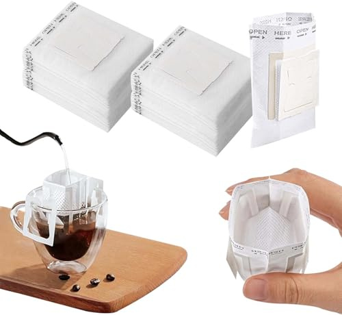50 PCS Coffee Filter Bags with Hanging Ear, for Cups Utensils, Home Office | Food-Grade Nonwoven Fabric,Small Coffee Filters Ideal for Use at Home, in the Office, While Traveling or Outdoors