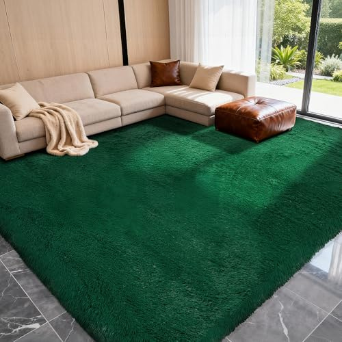 LNZHAO Rugs Living Room -160x230cm Area Rugs for Bedroom, Washable Rug | Antiskid Shaggy Carpets Suit for Bedroom Dorm Nursery Kids Room Office Lounge Home Decor, Green