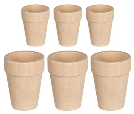 Ideen mit Herz Lot de 6 pots de fleurs miniatures, pour le modélisme, la maison de poupée, en bois, pour le bricolage et la décoration, 2 tailles