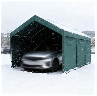 Abri De Voiture avec Structure Métallique, Résistant Au Vent Et À La Neige, pour Tracteur Camion Camping-Car Ou SUV(9.8x19.6x6.5 ft)
