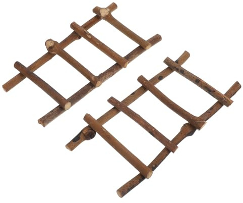 NOLITOY 2 Stück Miniaturleiter aus Natürlichem Rattan 20X10cm Leichte Puppenhaus Deko Mikro Landschafts Dekoration für Garten und Selbstgemacht