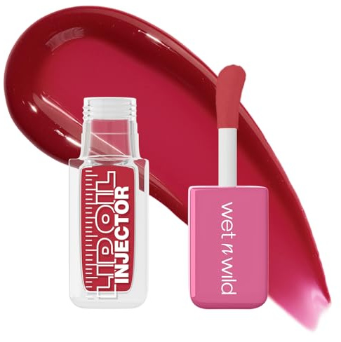 Wet n Wild, Plumping Lip Oil Injector, Aufpolsterndes Lippenöl für maximalen Glanz & Volumen, Mit Ingweröl & Capsicum, Leichte, nicht klebende Formel, Hottest Flame