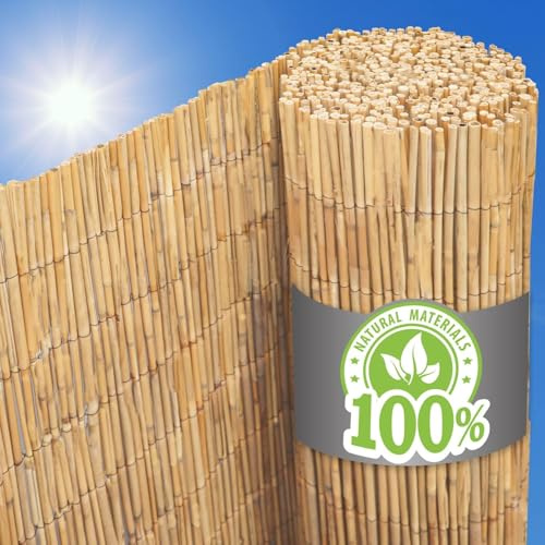 UrFence Balkon Sichtschutz Schilfrohrmatte 140x600 cm - blickdichter und wetterfester Sichtschutz aus Natur Schilf Matte für Balkon Terrasse Garten oder Pergola - Sichtschutzzaun für den Außenbereich