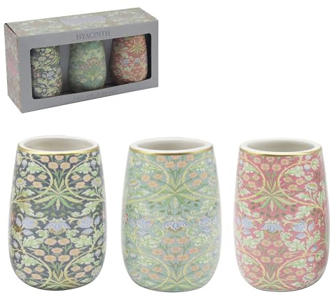 The Leonardo Collection William Morris Hyacinth Vase 3 Asst Ceramic Set Of 3 For Home & Living Room | Lovely Home Décor Accessory For Flowers And Decoration | Practical Gift For Women And Men