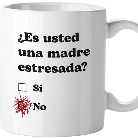El Kraken Taza día de la madre, Regalo para mamá, tazas originales, divertida, mensaje gracioso, humor, compañeros de trabajo, Cerámica 330 mL (Madre estresada)