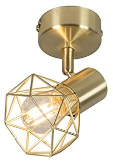 QAZQA - Modern Art Deco Wand Spot I Spotlight I Deckenspot I Deckenstrahler I Strahler I Lampe I Leuchte Gold I Messing drehbar und neigbar - Mosh 1 I Wohnzimmer I Schlafzimmer - Stahl Rund - LED geei
