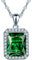 Yumilok 925 Sterling Silber Zirkonia Synthetisch Grün Smaragd Rechteck Anhänger Halskette Kette mit Anhänger für Damen Mädchen