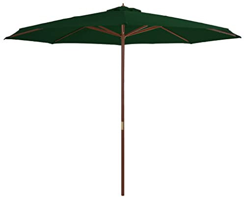 vidaXL Sonnenschirm Holzmast 350cm Grün Gartenschirm Ampelschirm Marktschirm