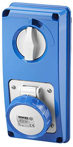 GW66304N Gewiss Presa Fissa Interbloccata Verticale Senza Fondo Senza Base Portafusibili - 2P+T 16A 200-250V 50/60HZ 6H IP67