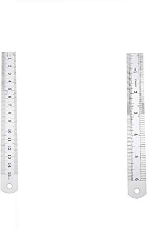 Metall-Lineal, Edelstahl-Lineal, Schneidelineal, Edelstahl, gerade, metrisch, 2 Stück 15 cm